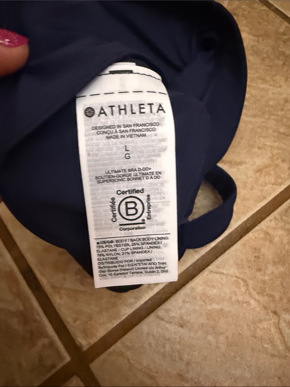 High-Support Navy Racerback Sports Bra with Keyhole Back - Picture 3 of 3